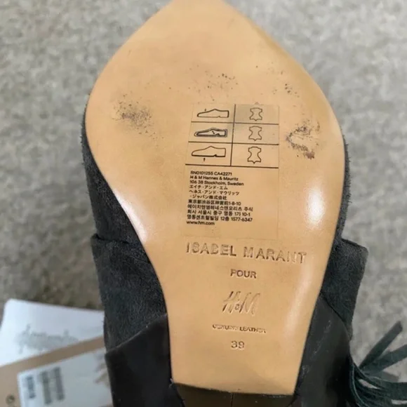 Isabel Marant Charcoal Fringed Heeled Boots - Picture 8 of 8